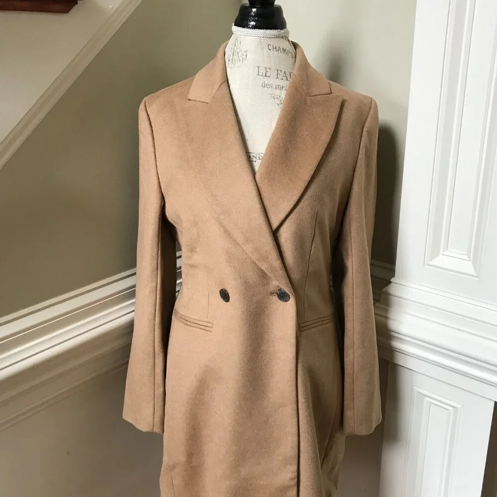 J. Crew Camel Double-Breasted Longline Pea Coat - Picture 7 of 13